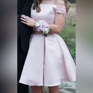 Pale Pink Two Piece Homecoming Dress for Fall Dance